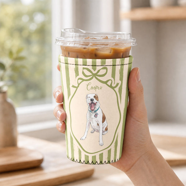 Custom Watercolor Pet Portrait Personalized Iced Coffee Sleeve