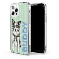 Custom Pet Portrait Watercolor Art With Colorful Name - Personalized Phone Case