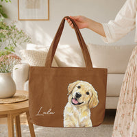 Custom Pet Portrait Watercolor Bag - Personalized Tote Bag
