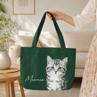 Custom Pet Portrait Watercolor Bag - Personalized Tote Bag