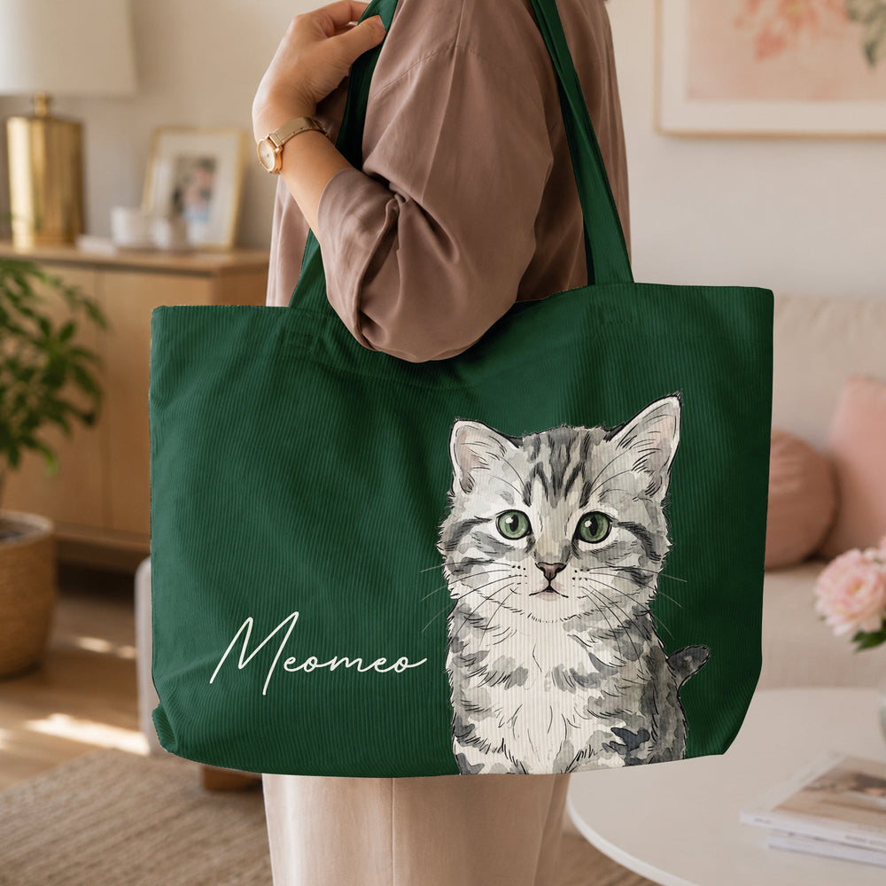 Custom Pet Portrait Watercolor Bag - Personalized Tote Bag