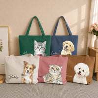 Custom Pet Portrait Watercolor Bag - Personalized Tote Bag