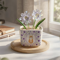 Custom Pet Portrait Watercolor Custom Glass Birth Flower - Personalized Plant Pot