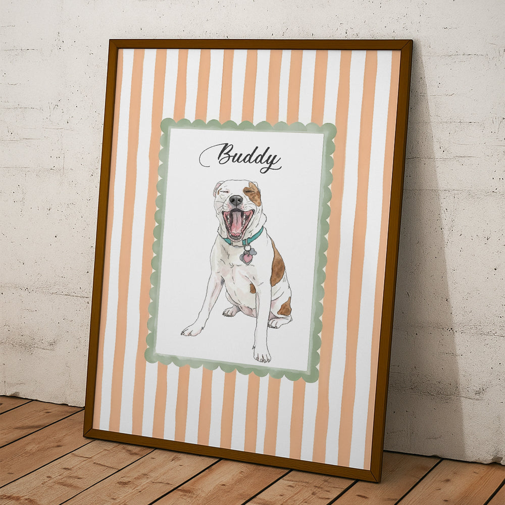 Custom Pet Portrait Watercolor Gift For Pet Lovers, Dog Lovers, Cat Lovers - Personalized Poster | Personalized Pet Memorial Wall Art Print