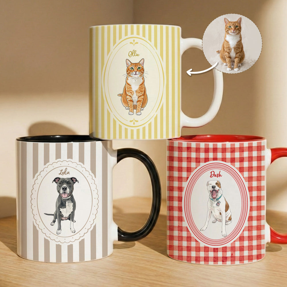Custom Pet Portrait Watercolor New Version Gift For Dog Lover, Cat Lover - Personalized Mug