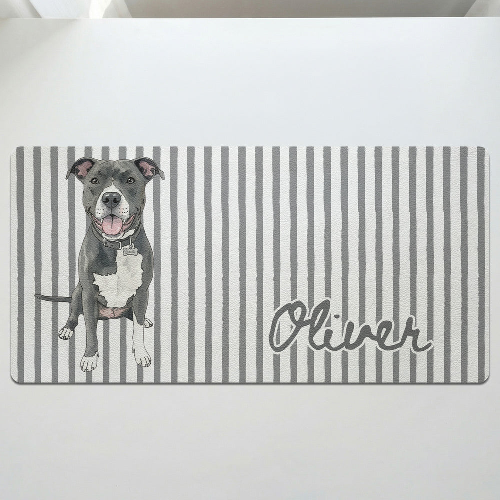 Custom Pet Portrait Watercolor Striped Pattern Gift For Dog Lovers, Cat Lovers - Personalized Desk Mat