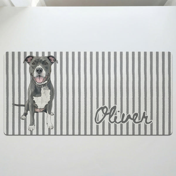 Custom Pet Portrait Watercolor Striped Pattern Gift For Dog Lovers, Cat Lovers - Personalized Desk Mat