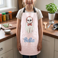Custom Pet Portrait Watercolor Striped Pattern - Personalized Apron
