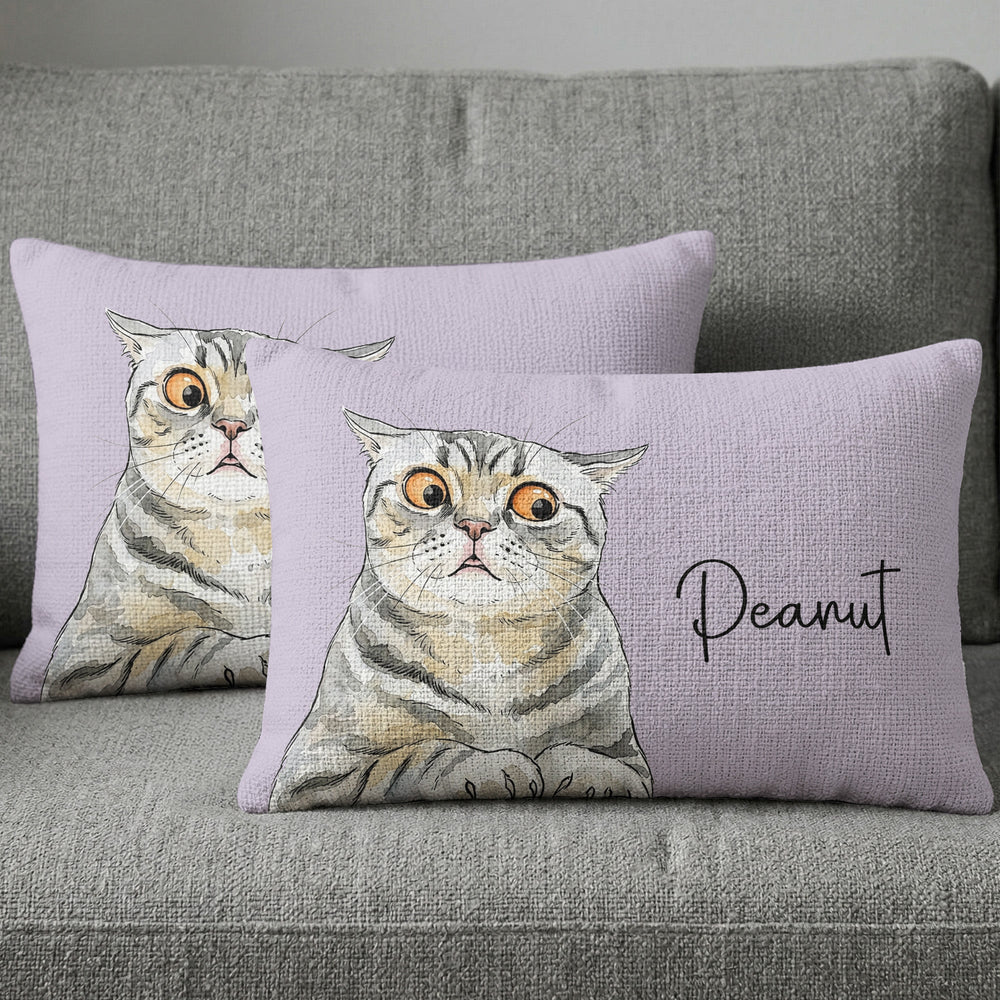 Custom Pet Portrait Watercolor Woven Pillow - Personalized Pillow Cover
