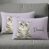 Custom Pet Portrait Watercolor Woven Pillow - Personalized Pillow Cover