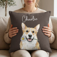 Custom Pet Portrait Watercolor Woven Pillow - Personalized Pillow Cover