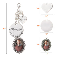 Custom Photo Bouquet Charm With Heart Pendant Memorial Wedding Gift For Bride - Personalized Bouquet Charm
