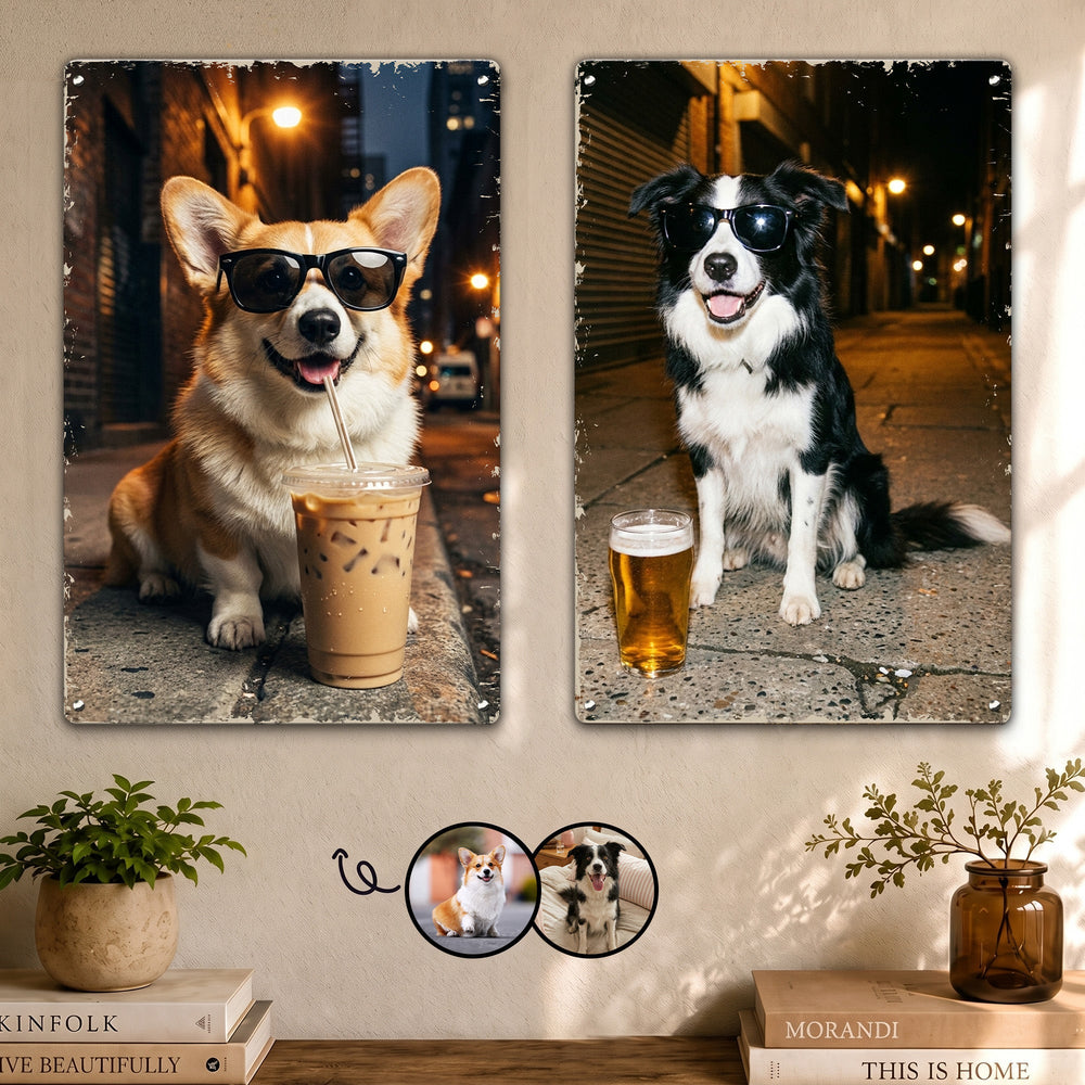 Custom Photo Cool Street Pet Portrait - Personalized Metal Sign