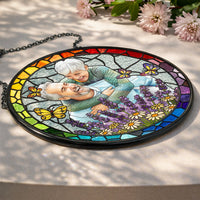 Custom Photo Couple Anniversary Gift For Her, Him - Personalized Window Hanging Suncatcher