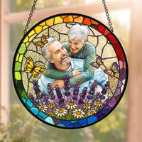 Custom Photo Couple Anniversary Gift For Her, Him - Personalized Window Hanging Suncatcher