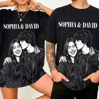 Custom Photo Couple Sketch Line Art - Personalized Shirt
