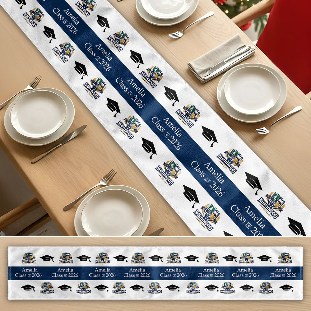 Custom Photo Logo Graduation Party - Personalized Table Runner