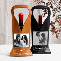 Custom Photo & Name, Date Gifts For Couples, Anniversaries, Wedding - Personalized Leather Wine Bag