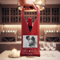Custom Photo & Name, Date Gifts For Couples, Anniversaries, Wedding - Personalized Leather Wine Bag
