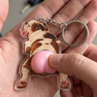 Custom Photo Pet, Cute Dog, Cat 3D Squishy Pink Butt - Personalized Keychain