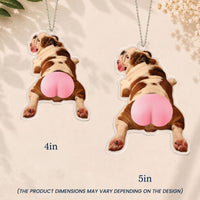 Custom Photo Pet, Cute Dog, Cat 3D Squishy Pink Butt - Personalized Rear View Mirror Accessory