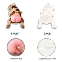 Custom Photo Pet, Cute Dog, Cat 3D Squishy Pink Butt - Personalized Rear View Mirror Accessory