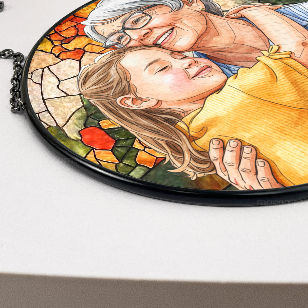 Custom Photo Portrait Mom Grandma Parents Family - Personalized Window Hanging Suncatcher