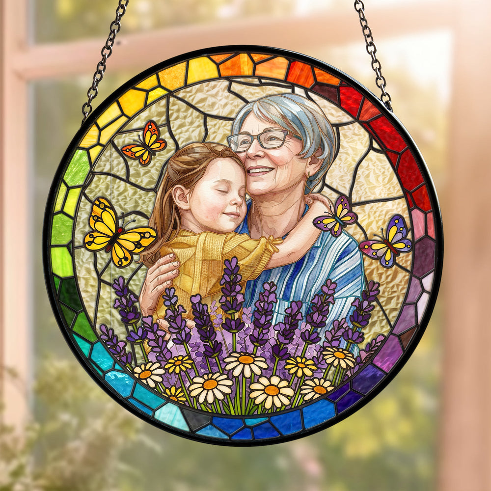 Mother's Day Gifts, Custom Photo Portrait Stained Glass Gift For Mom, Wife, Grandma - Personalized Window Hanging Suncatcher