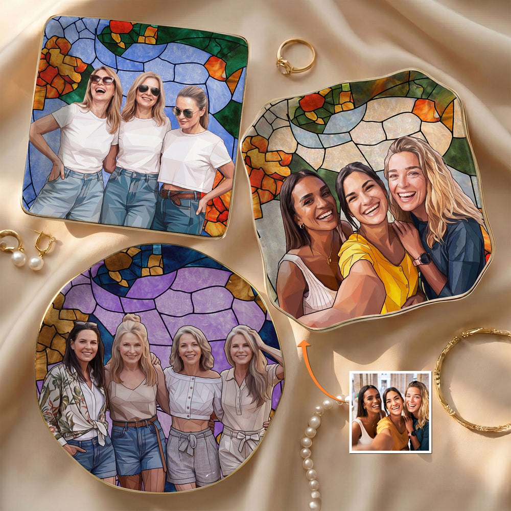 Custom Photo Ring Dish Gift For Friends, Soul Sisters - Personalized Jewelry Dish