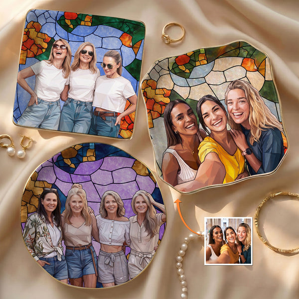 Custom Photo Ring Dish Gift For Friends, Soul Sisters - Personalized Jewelry Dish