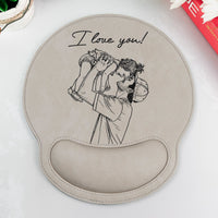 Custom Photo Sketch Line Art Father's Day - Personalized Mouse Pad | Custom Desk Gift