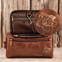 Custom Photo Sketch Line Art Father's Day - Personalized Toiletry Bag | Custom Dad Travel Gift