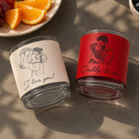 Custom Photo Sketch Line Art Father's Day - Personalized Whiskey Glass