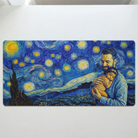 Custom Photo Van Gogh Art Father's Day Gift For Dad, Husband - Personalized Desk Mat | Artistic Dad Gift