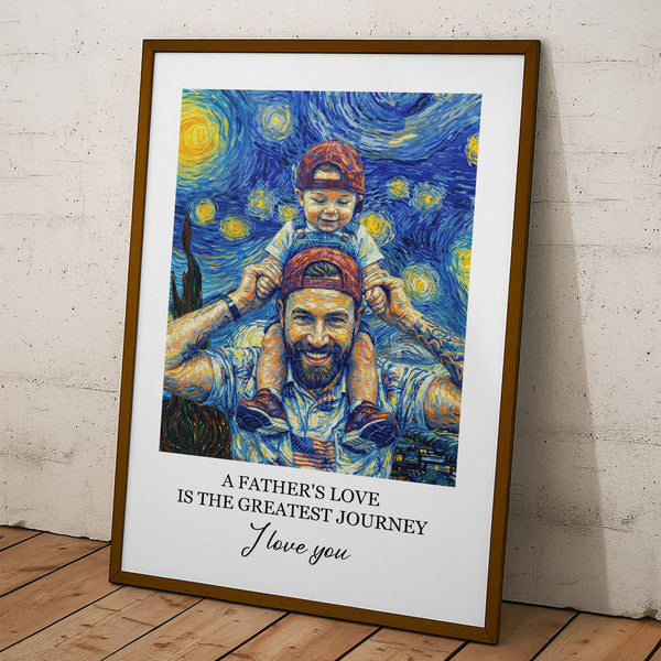 Custom Photo Van Gogh Art Father's Day Gift For Dad, Husband - Personalized Poster | Unique Personalized Wall Decor