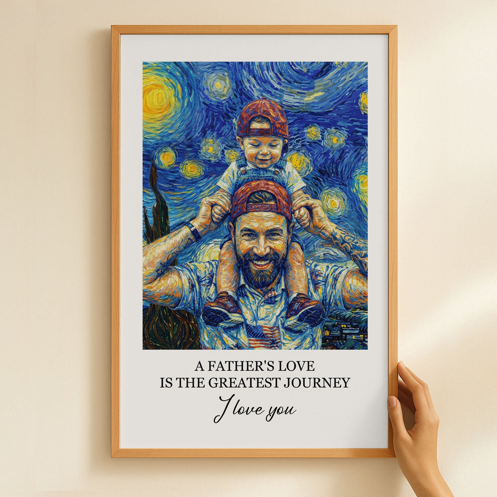 Custom Photo Van Gogh Art Father's Day Gift For Dad, Husband - Personalized Poster | Unique Personalized Wall Decor
