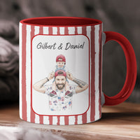 Custom Photo Watercolor Striped Pattern Father's Day Gift For Dad, Husband, Grandpa - Personalized Mug