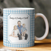 Custom Photo Watercolor Striped Pattern Father's Day Gift For Dad, Husband, Grandpa - Personalized Mug