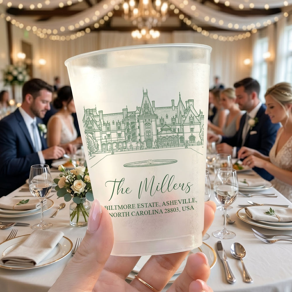 Custom Photo Wedding Venue Illustration - Personalized Cups