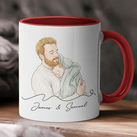 Father's Day Gifts, Custom Portrait Watercolor Father's Day Gift For Dad, New Dad, Husband - Personalized Mug