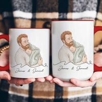 Father's Day Gifts, Custom Portrait Watercolor Father's Day Gift For Dad, New Dad, Husband - Personalized Mug