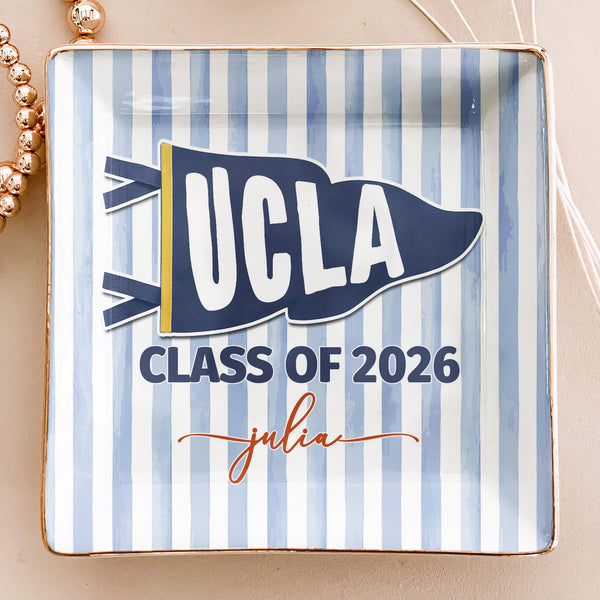 Custom School Pennant Flag - Personalized Jewelry Dish