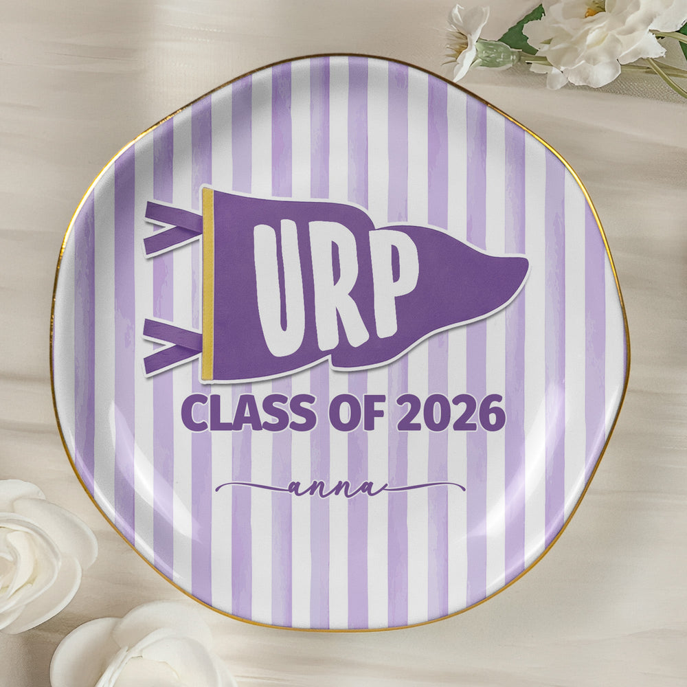 Custom School Pennant Flag - Personalized Jewelry Dish