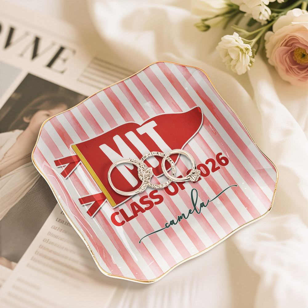 Custom School Pennant Flag - Personalized Jewelry Dish