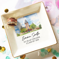 Custom University Photo College Graduation Gift School Logo For Her, Daughter, Friends - Personalized Jewelry Dish