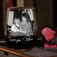 Custom Vintage Photo Mom And Children - Thank You Gifts For Mom - Personalized Wine Glass