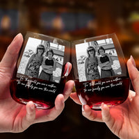 Custom Vintage Photo Mom And Children - Thank You Gifts For Mom - Personalized Wine Glass