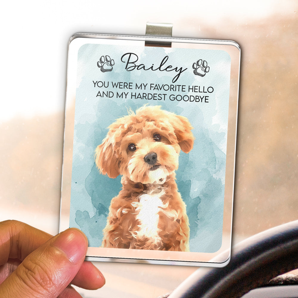 Custom Watercolor Pet Portrait Memorial Gift - Personalized Car Visor Clip