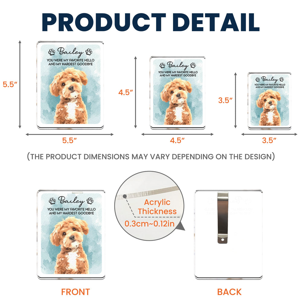 Custom Watercolor Pet Portrait Memorial Gift - Personalized Car Visor Clip