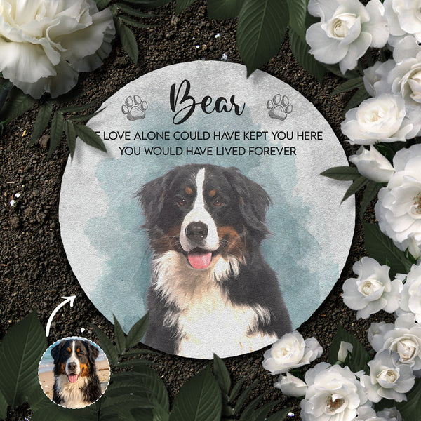Personalized Watercolor Pet Memorial Garden Stone – Custom Photo Slate Tribute